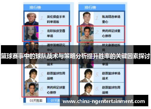 篮球赛事中的球队战术与策略分析提升胜率的关键因素探讨